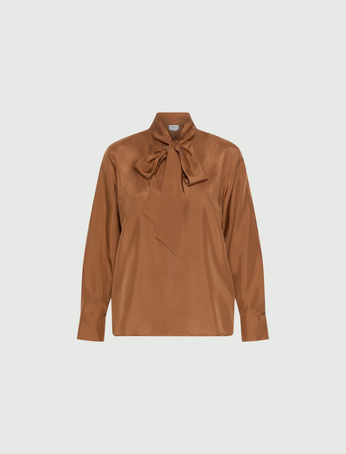 Camicia in seta habotai - TABACCO