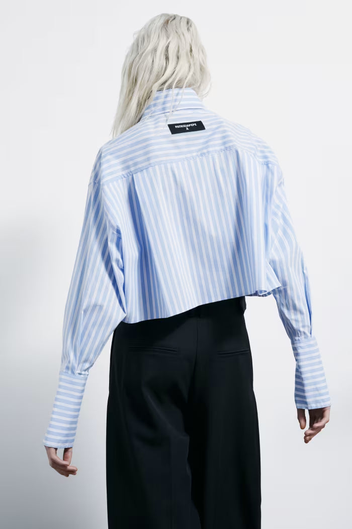 Camicia cropped in popeline a righe