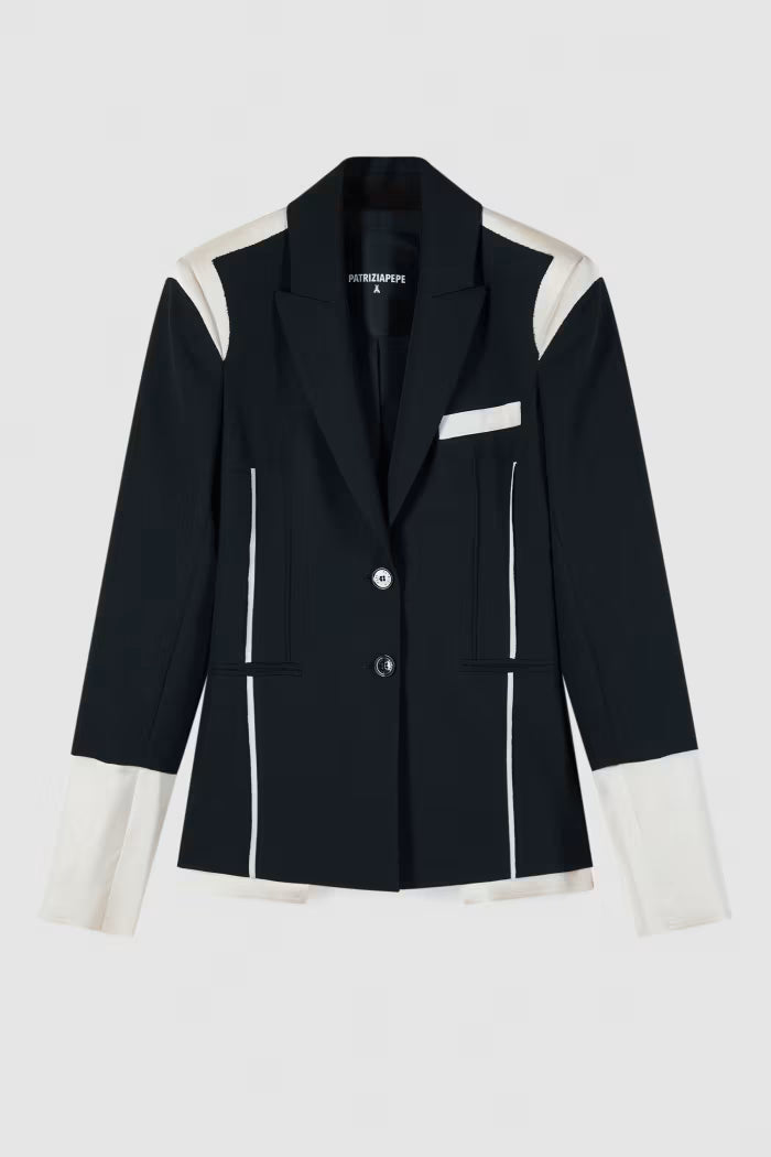 Blazer slim color black patrizia pepe