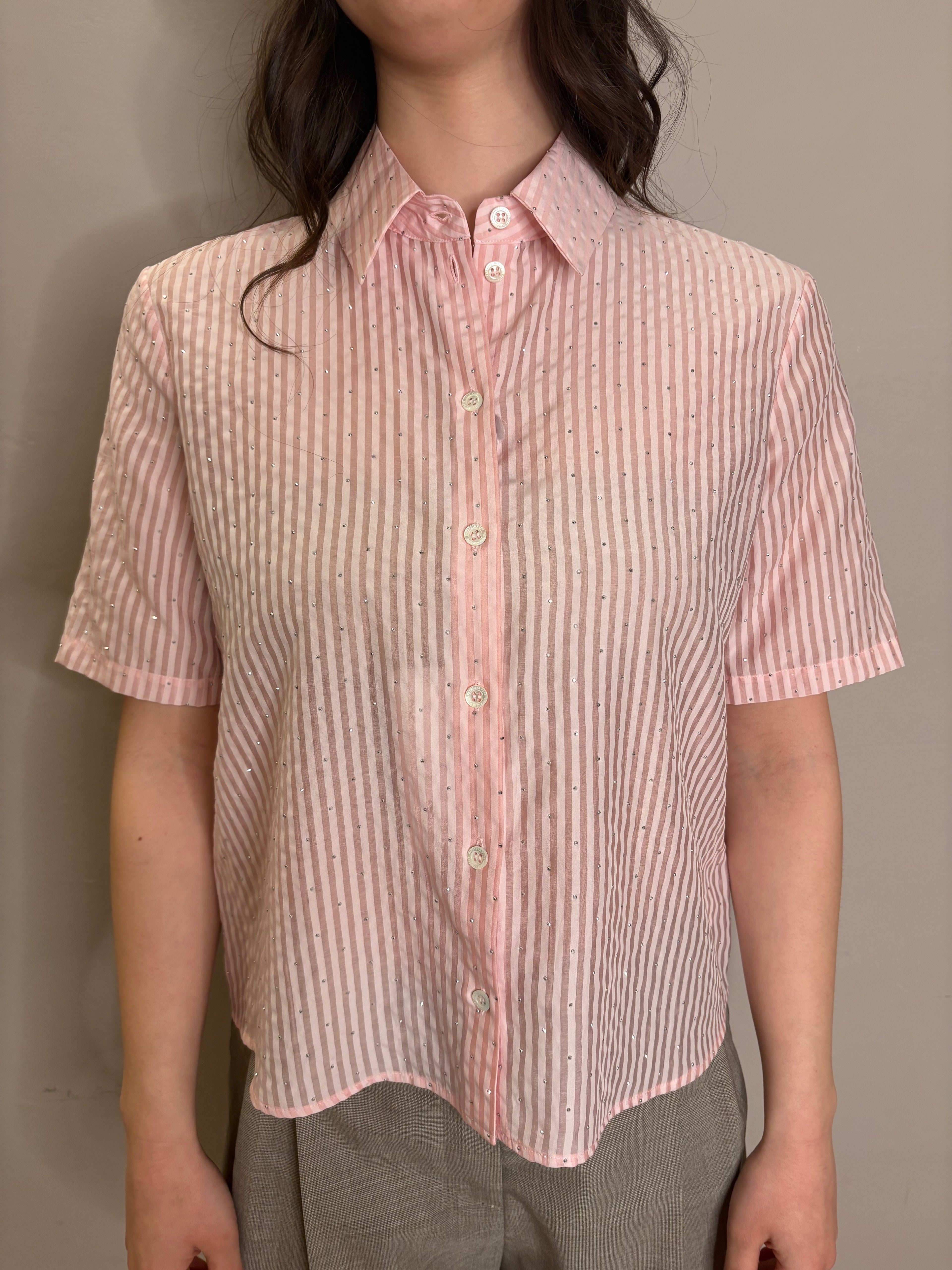 Camicia manica corta con strass. Patrizia Pepe